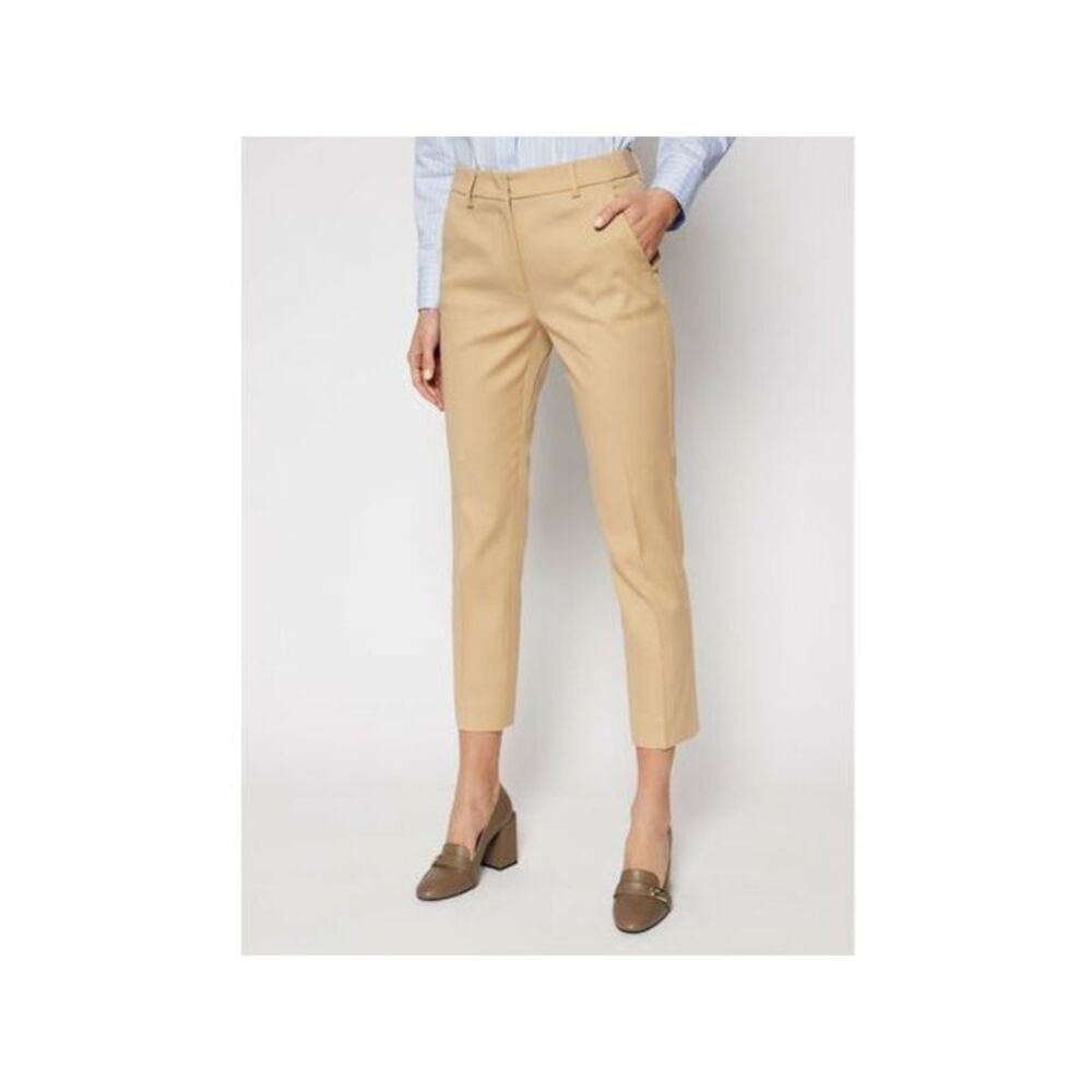 WEEKEND Womens Beige Pocketed Zippered Stretch Cropped Trousers Skinny Pants 10